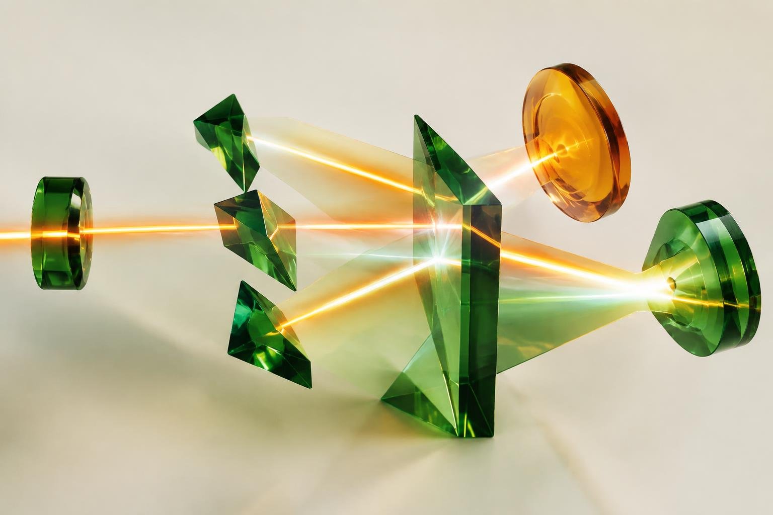Abstract light refraction illustrating a connected digital system